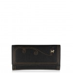large tri fold wallet black 